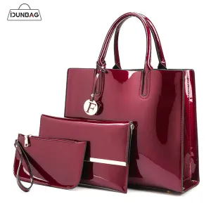 3 Sets High Quality Patent Leather Women Handbags Luxury Brands Tote Bag Ladies Shoulder Messenger crossbody bag Clutch Feminina