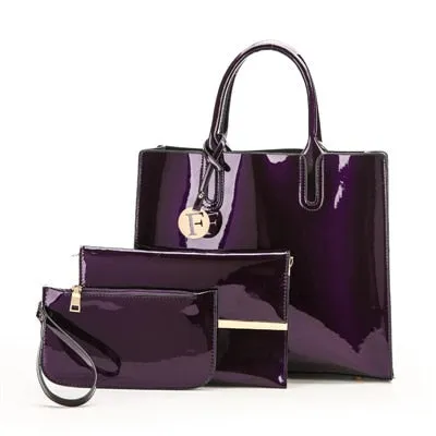 3 Sets High Quality Patent Leather Women Handbags Luxury Brands Tote Bag Ladies Shoulder Messenger crossbody bag Clutch Feminina