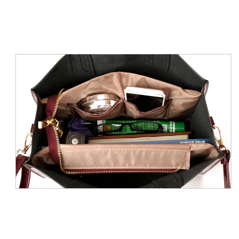 3 Sets High Quality Patent Leather Women Handbags Luxury Brands Tote Bag Ladies Shoulder Messenger crossbody bag Clutch Feminina