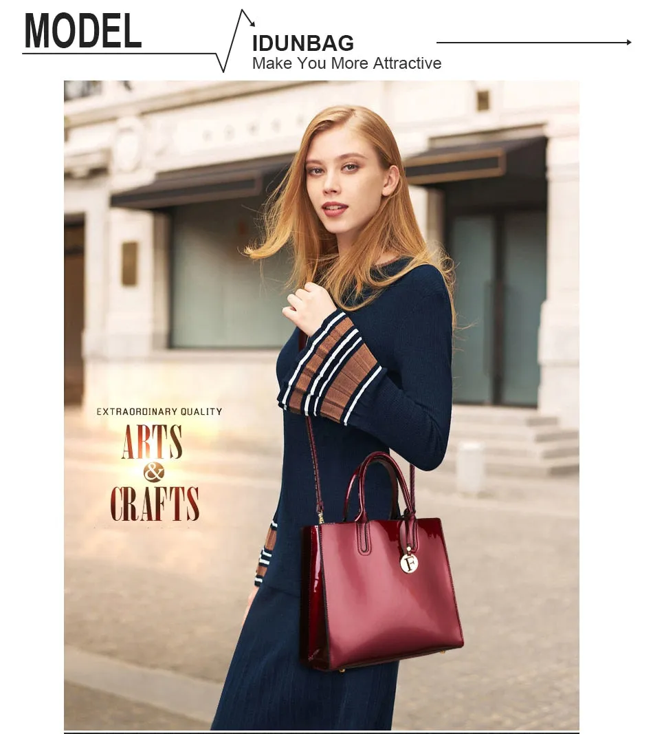 3 Sets High Quality Patent Leather Women Handbags Luxury Brands Tote Bag Ladies Shoulder Messenger crossbody bag Clutch Feminina