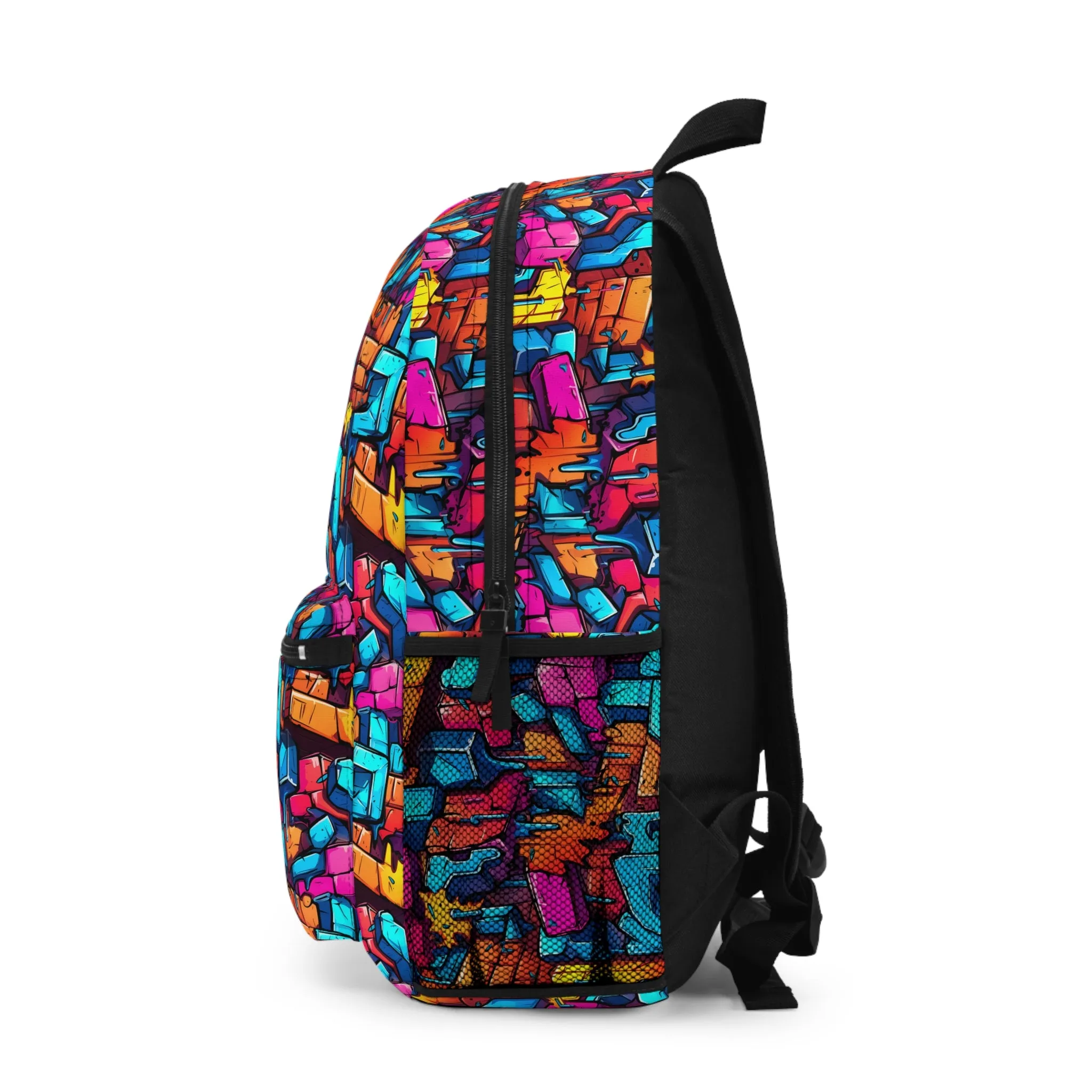 3D Rainbow Colored Graphic Blocks Design Lightweight Backpack