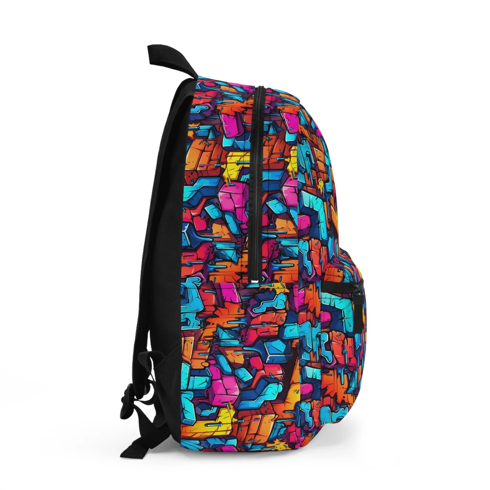 3D Rainbow Colored Graphic Blocks Design Lightweight Backpack