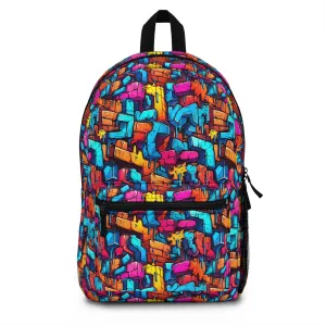 3D Rainbow Colored Graphic Blocks Design Lightweight Backpack