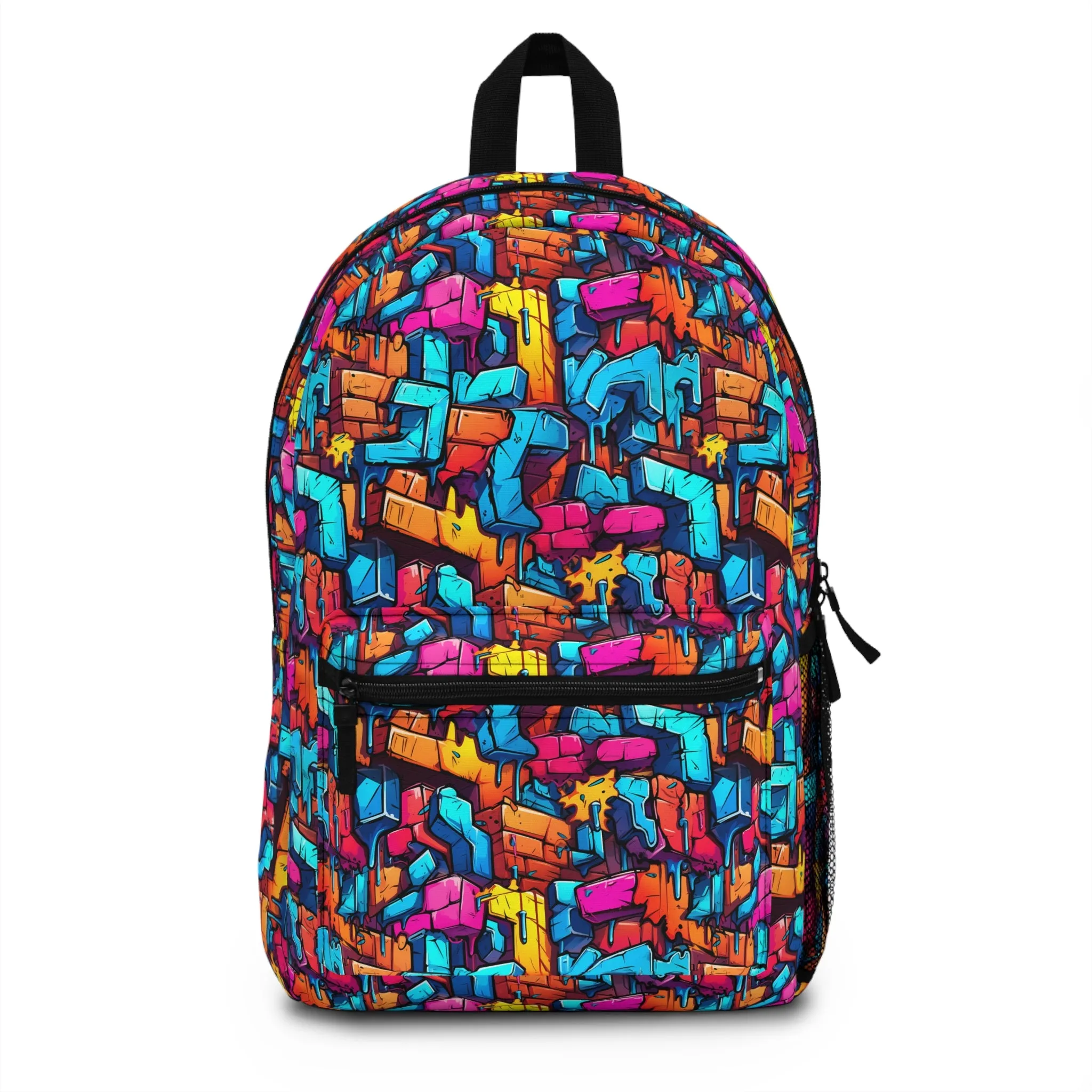 3D Rainbow Colored Graphic Blocks Design Lightweight Backpack