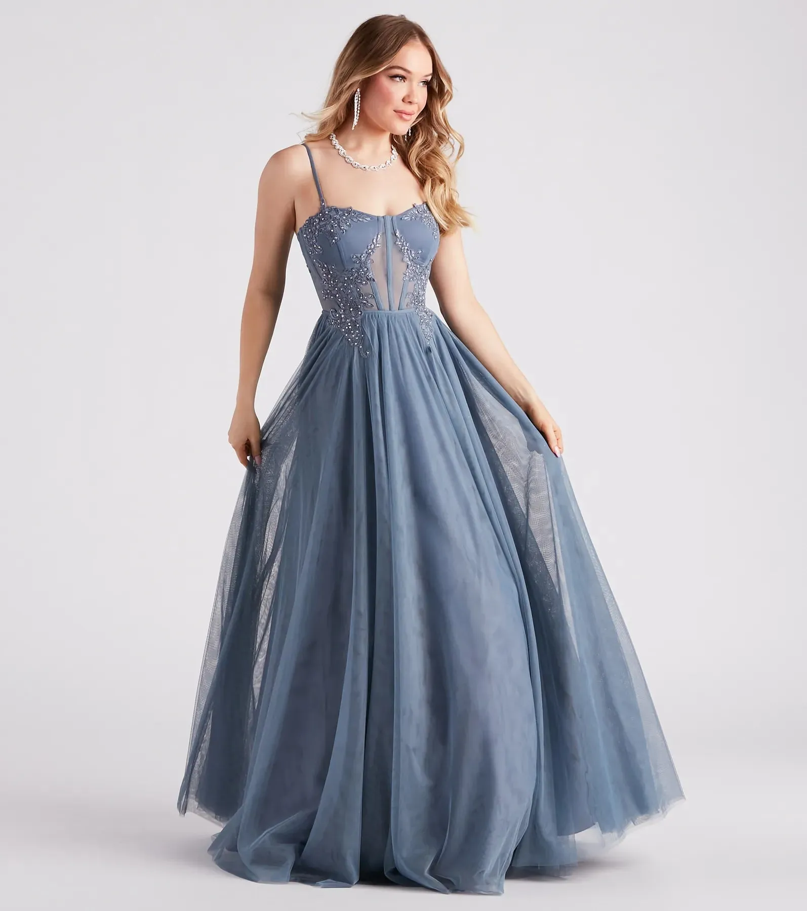 Alexandra Rhinestone Embroidered Tulle Ball Gown