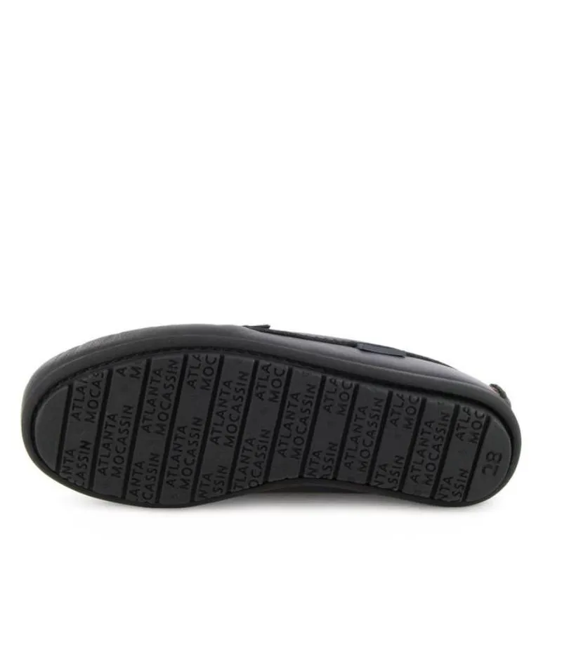 Atlanta Mocassin Black Leather Unisex Penny Loafer 032