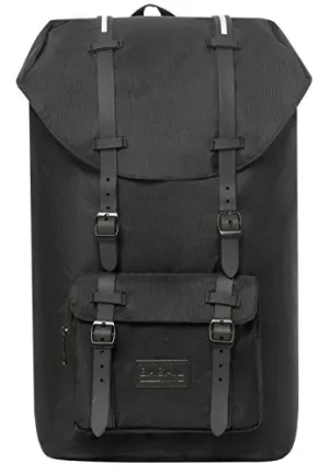 Bagail Casual Large Vintage Canvas Travel Backpacks Laptop College School Bags (Black)
