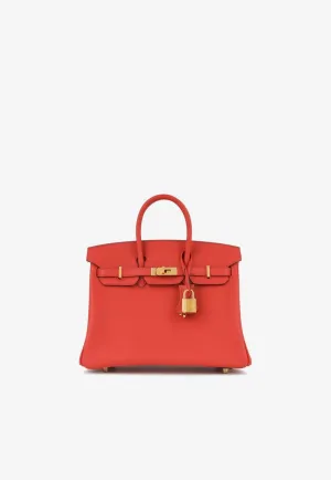 Birkin 25 in Vermillion Swift Leather with Gold Hardware