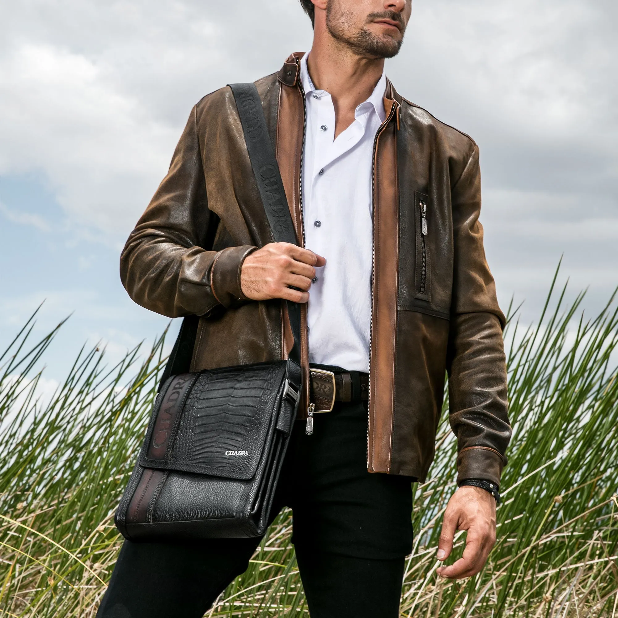 BOC03FL - Cuadra black casual fuscus crossbody messenger bag for men / women