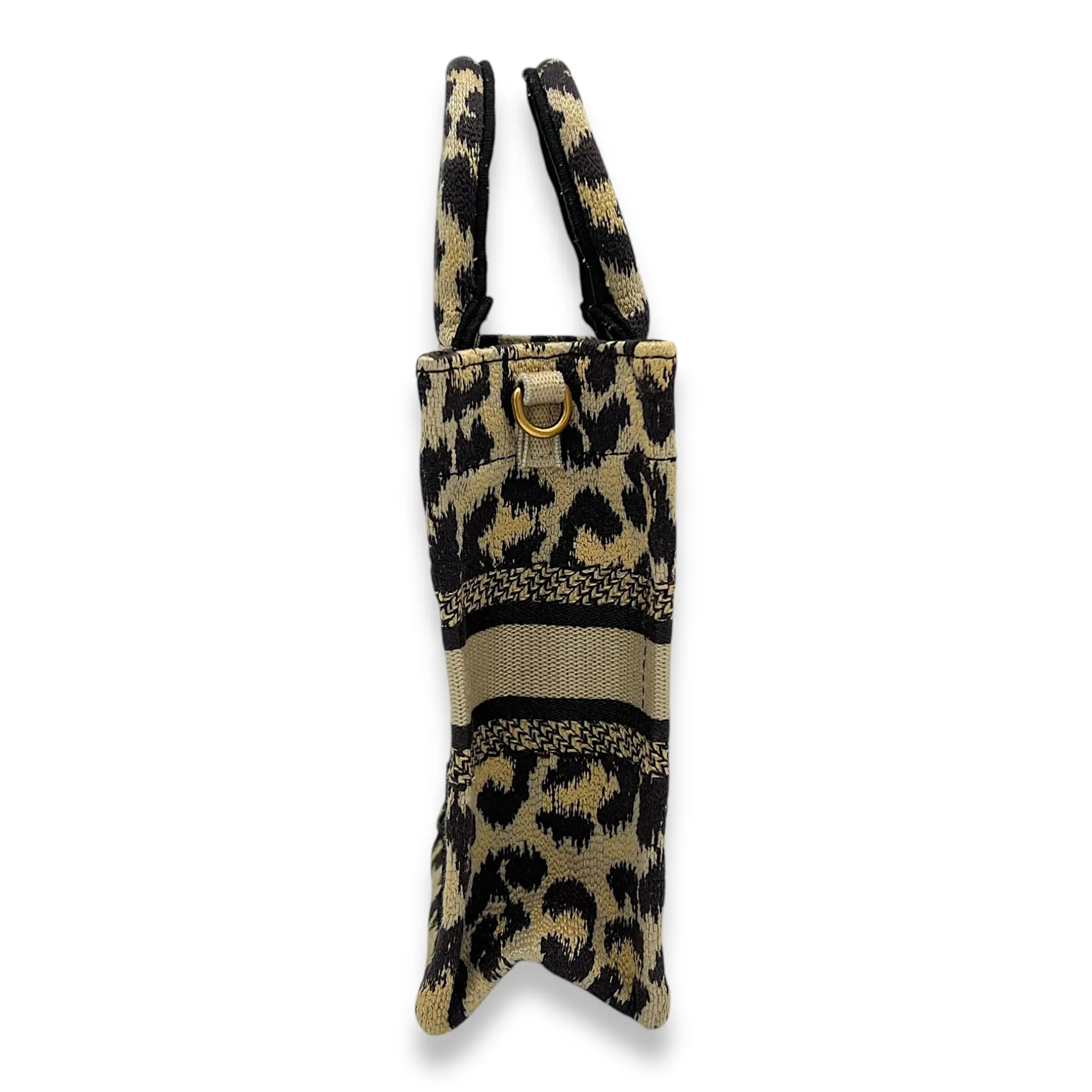 Book Tote Top Handle Bag Mini Vertical Brown in Jacquard, Gold hardware
