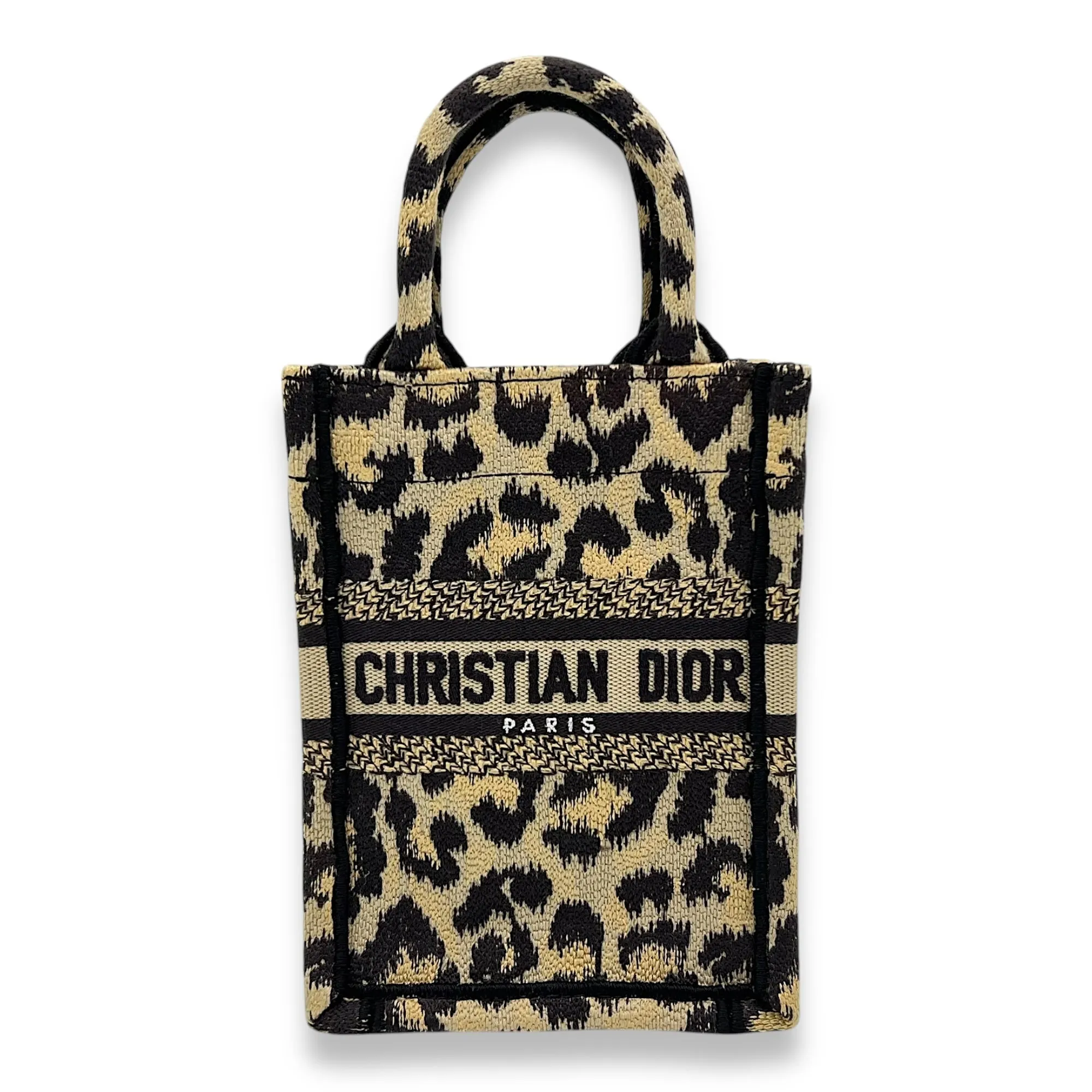 Book Tote Top Handle Bag Mini Vertical Brown in Jacquard, Gold hardware