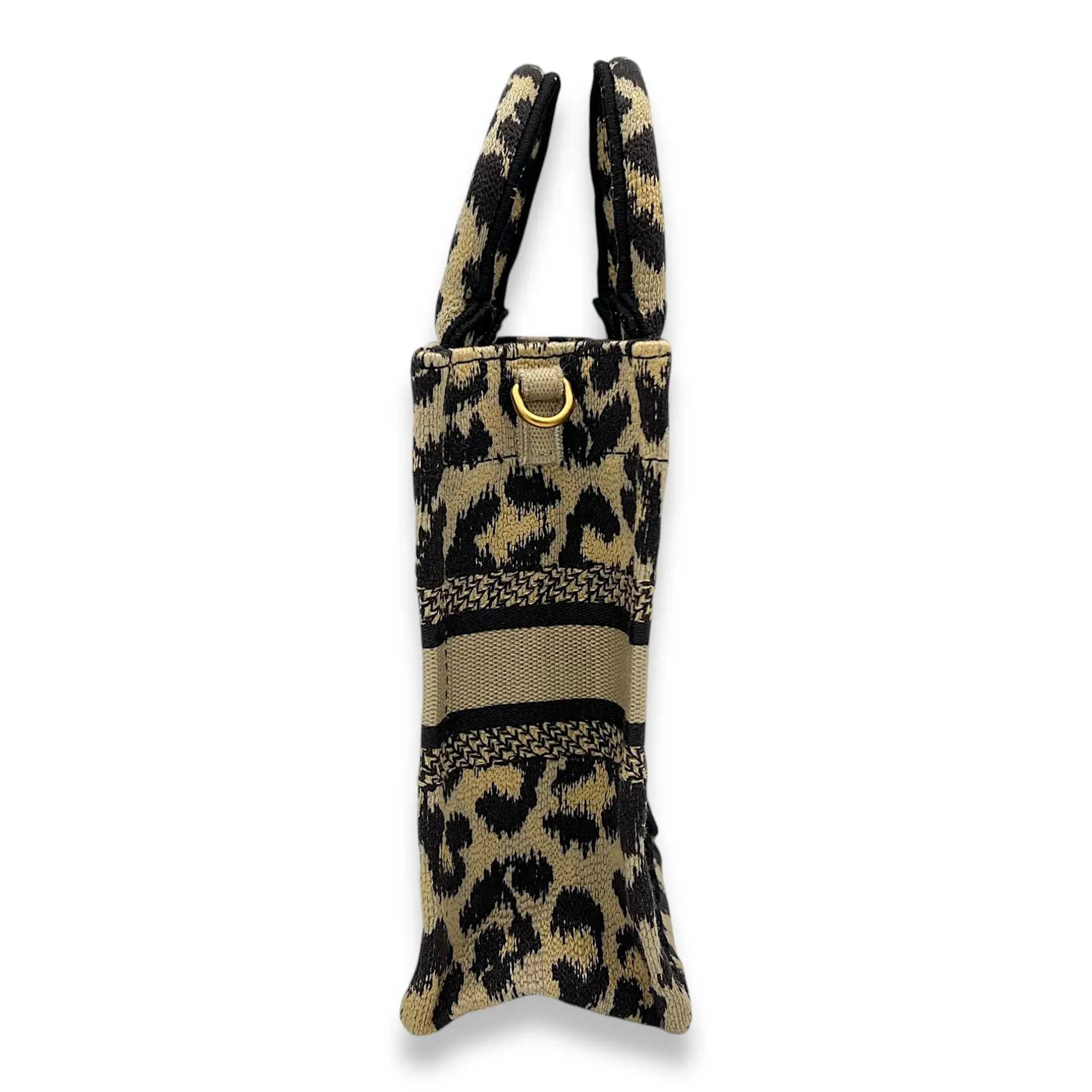 Book Tote Top Handle Bag Mini Vertical Brown in Jacquard, Gold hardware