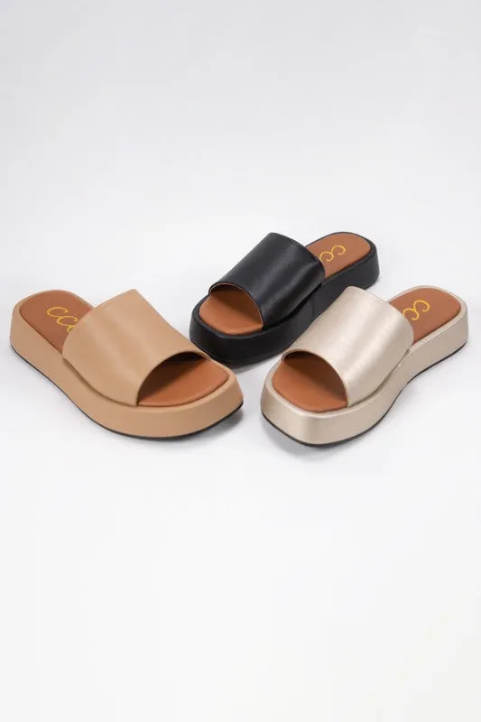 Camel Tove Chunky Platform Bold Upper Slide