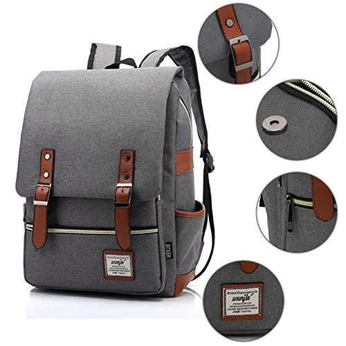 Canvas Backpack - Lightweight Laptop Backpack, Vintage Travel Backpack Laptop Sleeve, Campus
