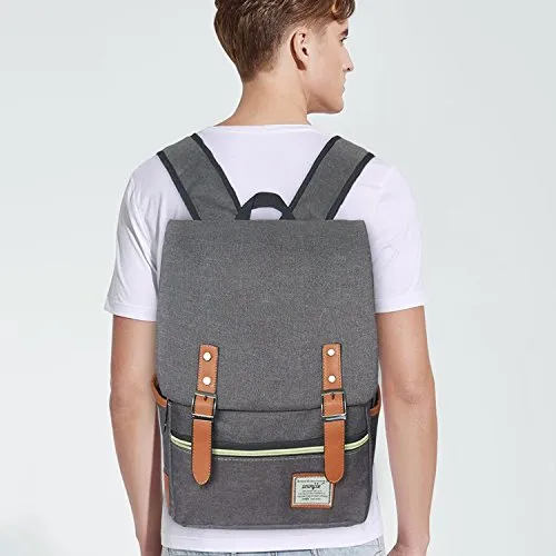Canvas Backpack - Lightweight Laptop Backpack, Vintage Travel Backpack Laptop Sleeve, Campus