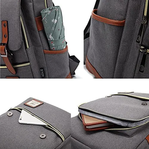 Canvas Backpack - Lightweight Laptop Backpack, Vintage Travel Backpack Laptop Sleeve, Campus