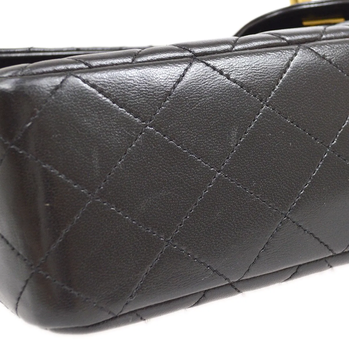 Chanel 1994 Classic Flap Top Handle Bag Medium Black Lambskin