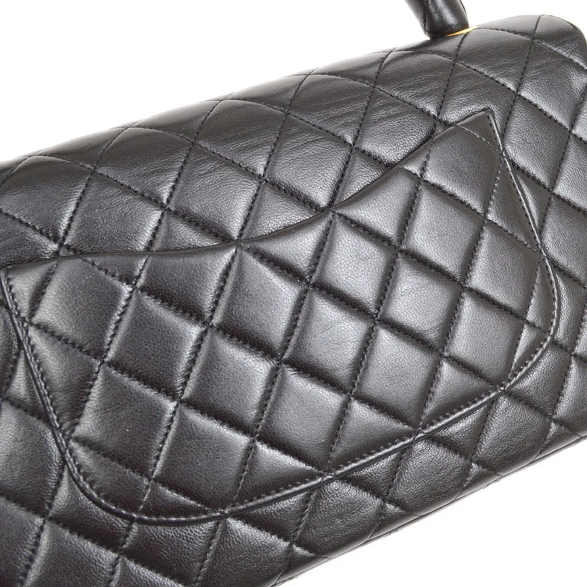 Chanel 1994 Classic Flap Top Handle Bag Medium Black Lambskin