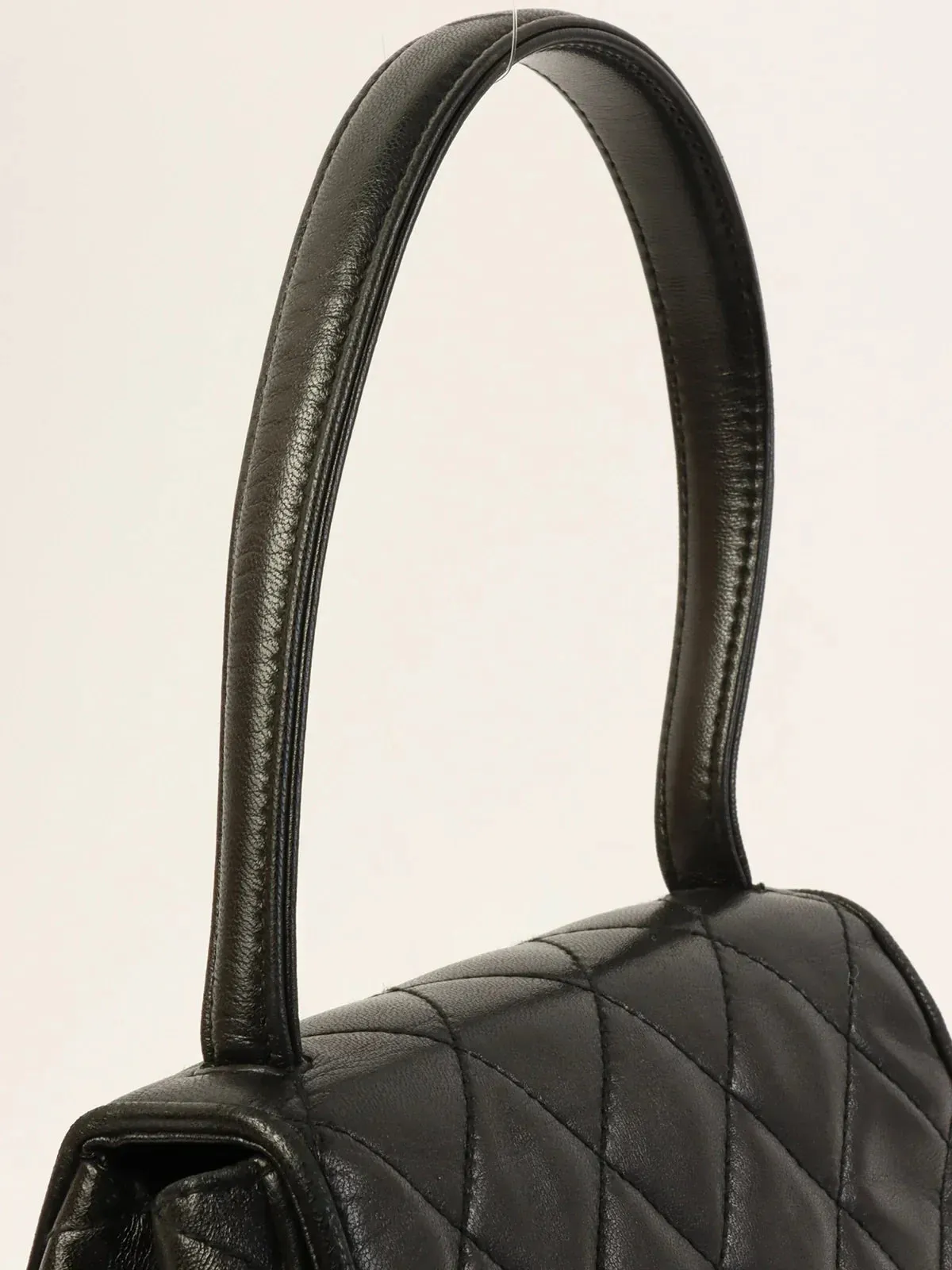 CHANEL Around 1995 Made Turn-Lock Top Handle Bag Black