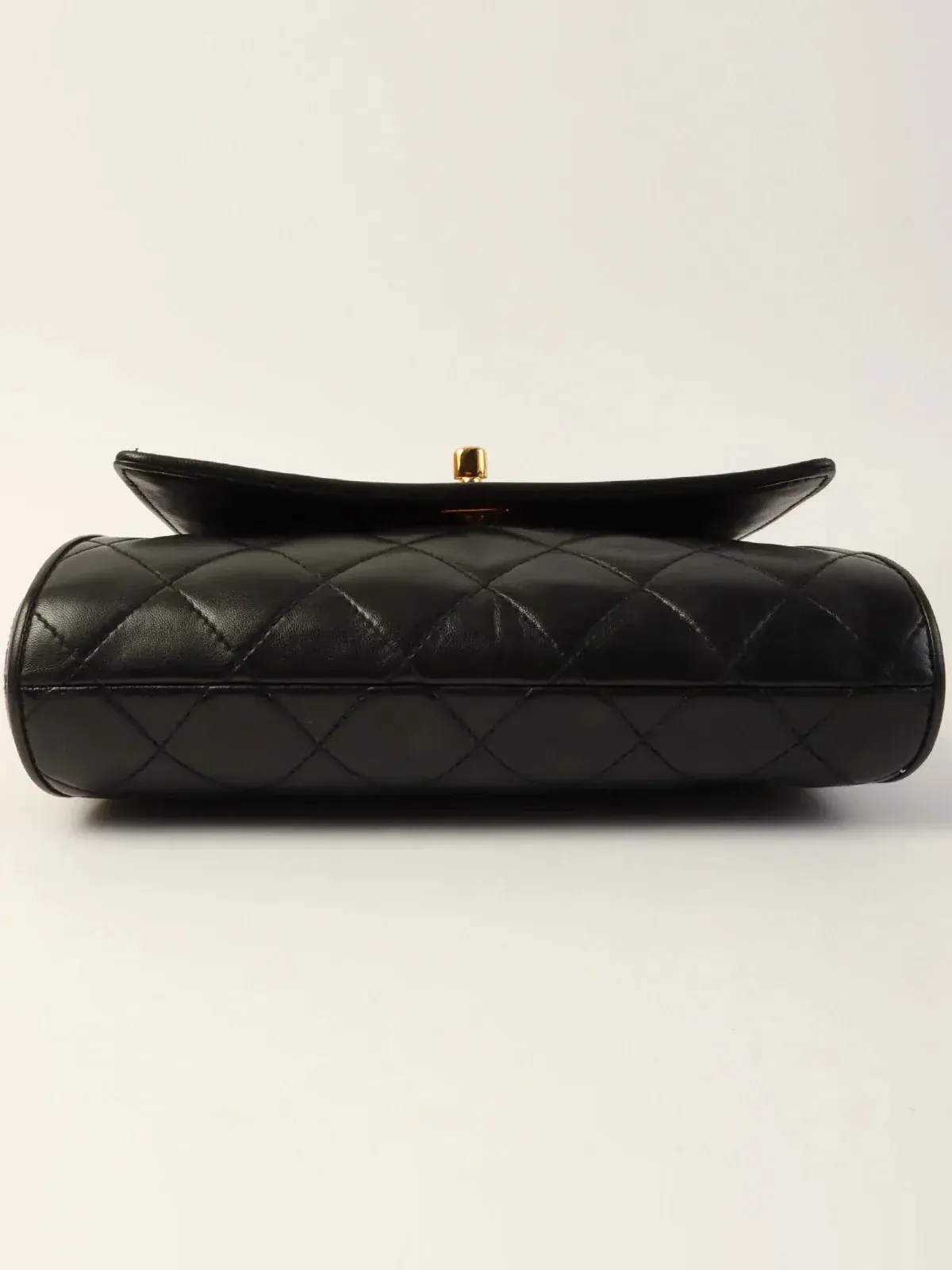 CHANEL Around 1995 Made Turn-Lock Top Handle Bag Black