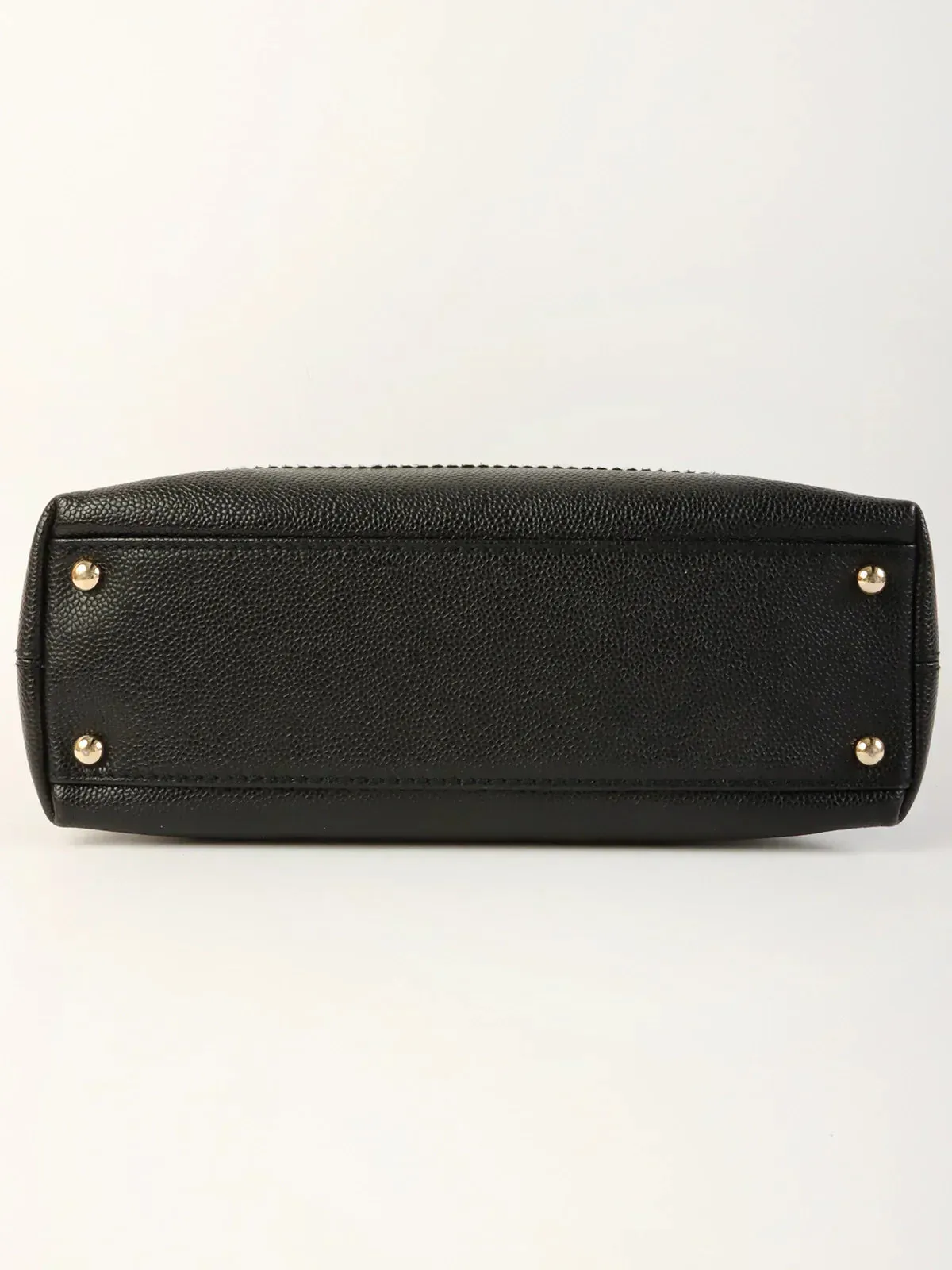 CHANEL Around 2002 Made Caviar Skin Cc Mark Stitch Wood Chain Top Handle Bag Black