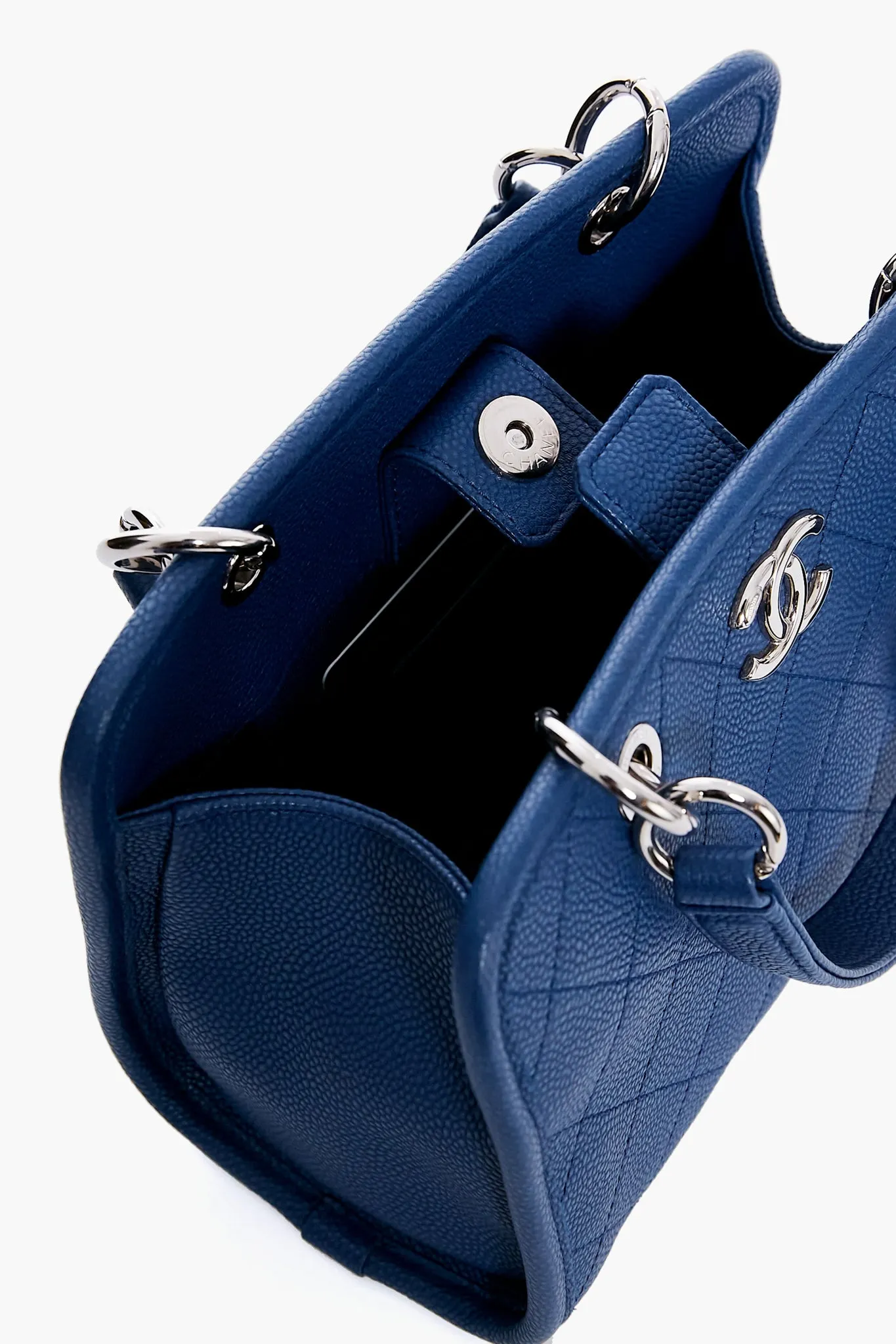 CHANEL Blue Caviar Stitched Shopping Tote