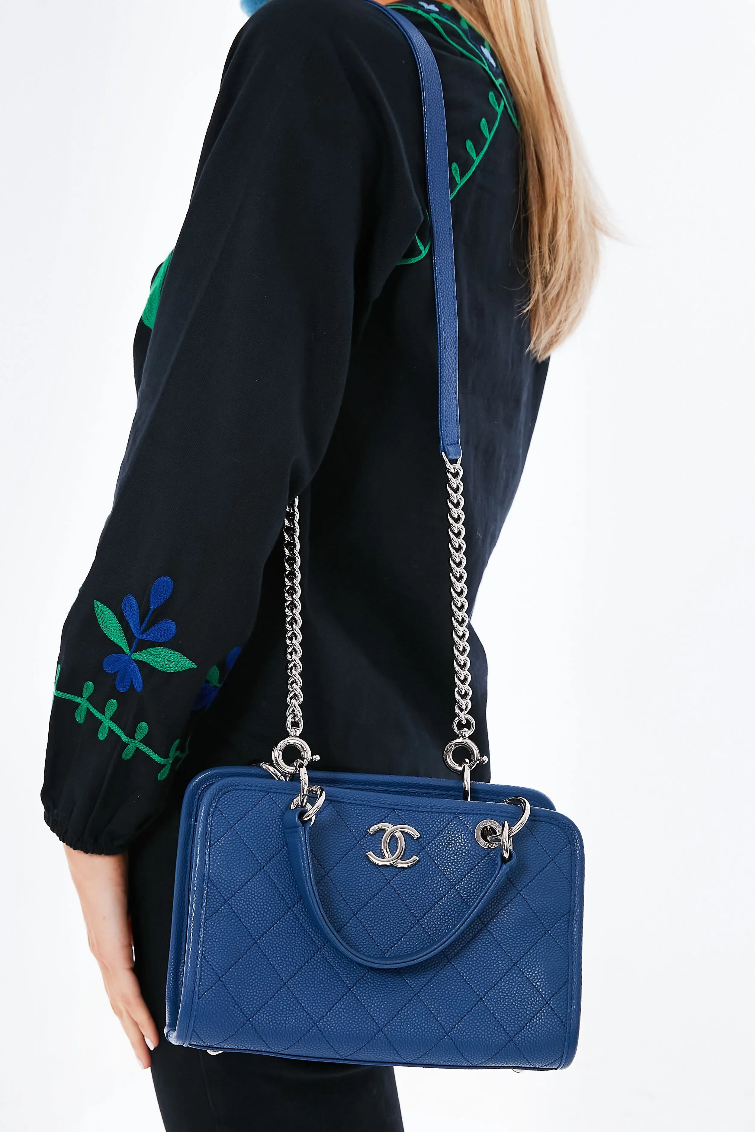 CHANEL Blue Caviar Stitched Shopping Tote