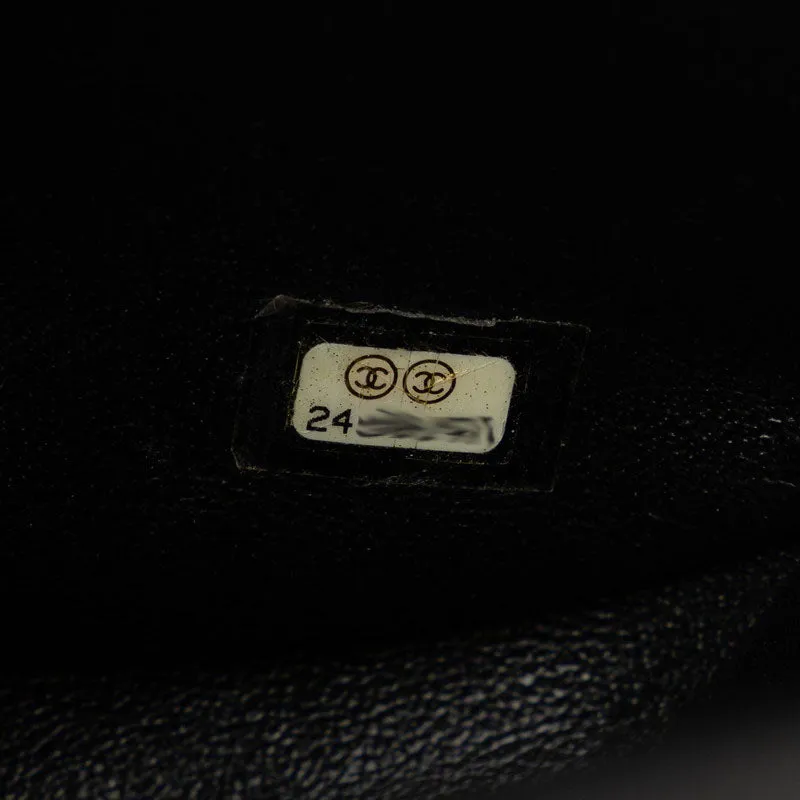 Chanel Coco Mark Chevron Top Handle Chain Shoulder Bag Black Leather