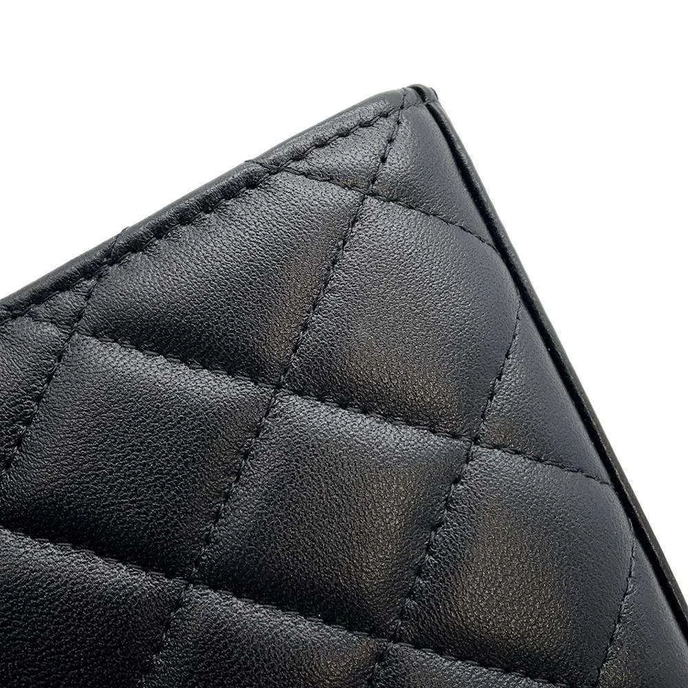CHANEL Matelasse Pearl Logo Top Handle ChainShoulder Bag Black AP3513 Lambskin