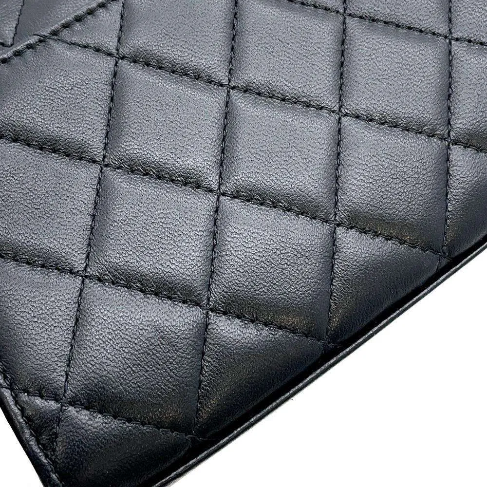 CHANEL Matelasse Pearl Logo Top Handle ChainShoulder Bag Black AP3513 Lambskin