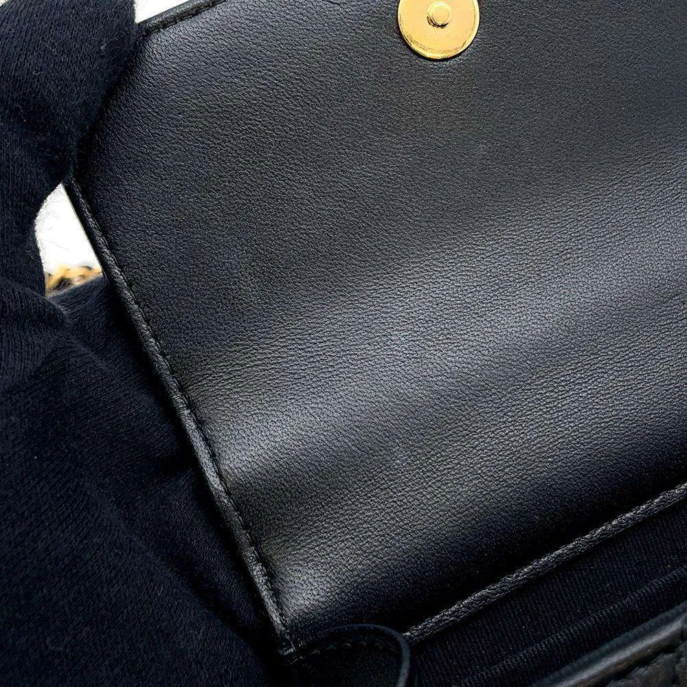 CHANEL Matelasse Pearl Logo Top Handle ChainShoulder Bag Black AP3513 Lambskin