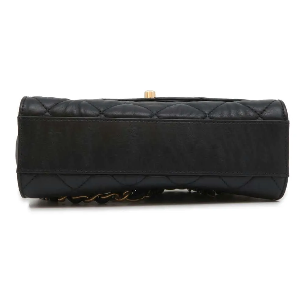 CHANEL Matelasse Top Handle 2wayBag Black AS2478 Crumple Lambskin