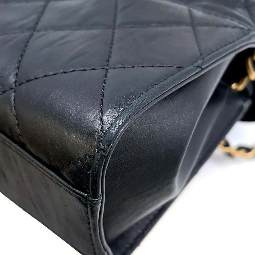 CHANEL Matelasse Top Handle 2wayBag Black AS2478 Crumple Lambskin