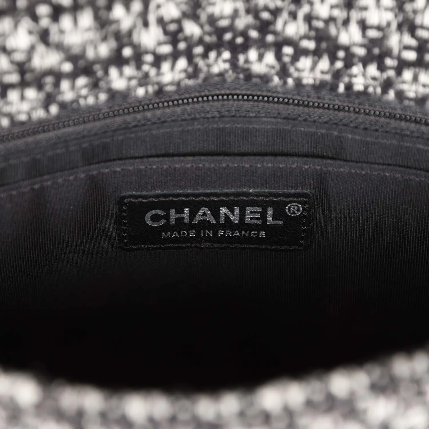 Chanel Medium Single Flap Black and White Tweed With Crystals Silver Hardware