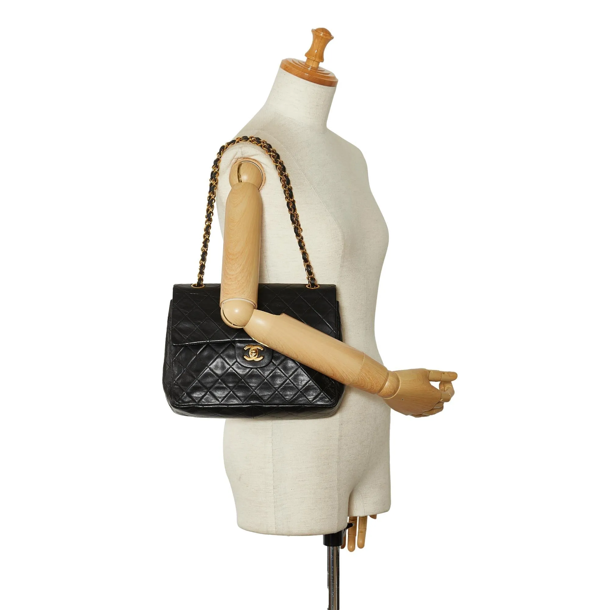 Chanel Medium Tall Classic Lambskin Double Flap (SHG-N2XA7B)