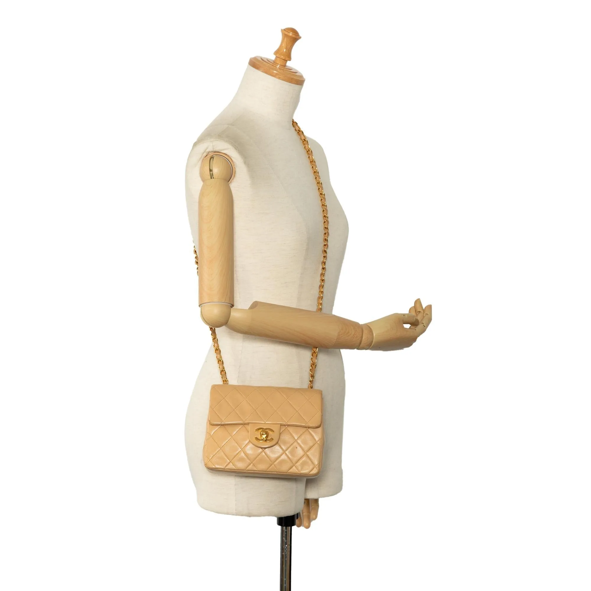 Chanel Mini Square Classic Lambskin Single Flap (SHG-E8DBvA)