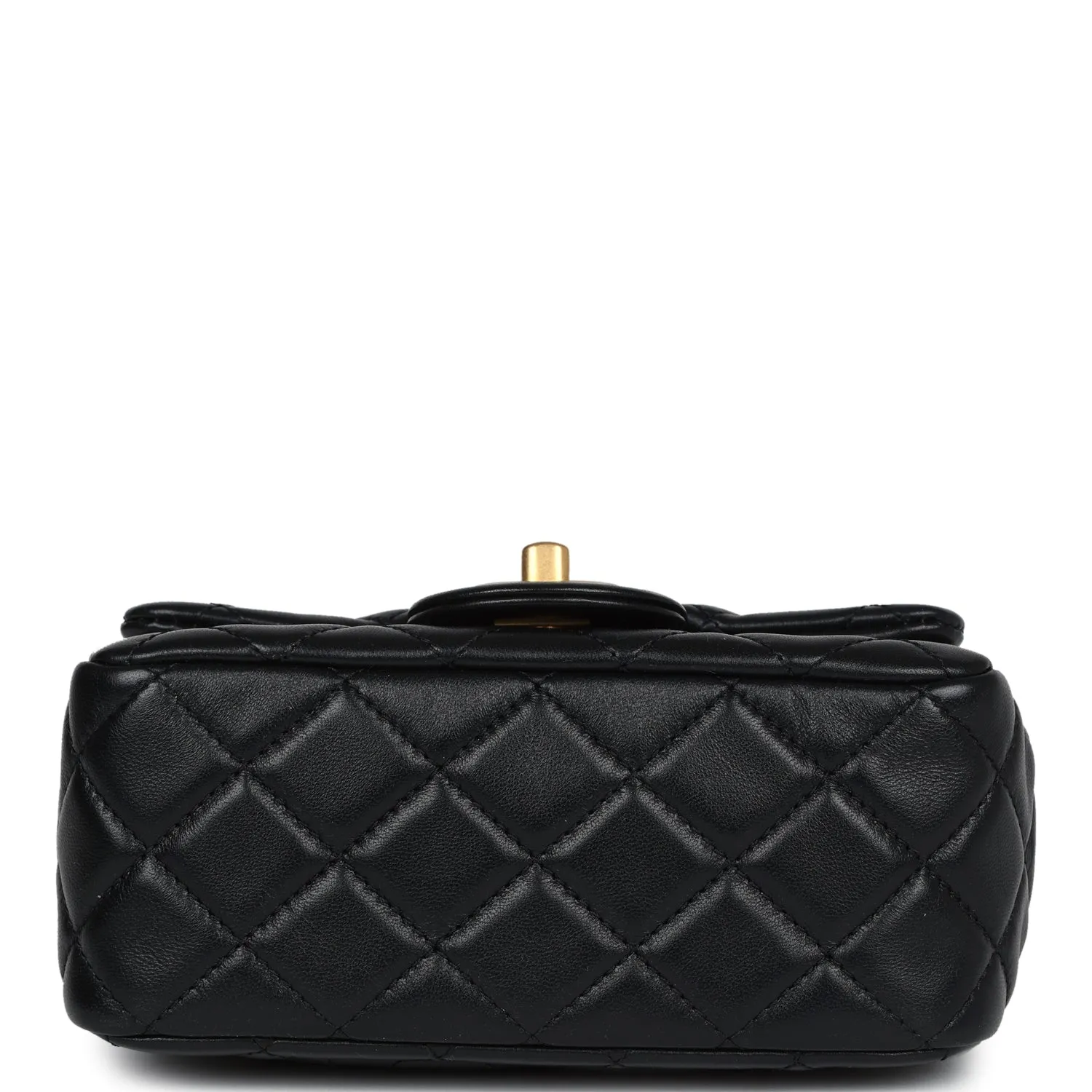 Chanel Mini Square Pearl Crush Flap Bag Black Lambskin Anitque Gold Hardware