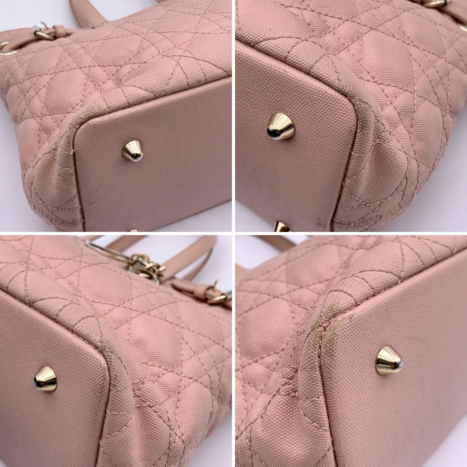 CHRISTIAN DIOR Pink Cannage Canvas Panarea Tote Bag