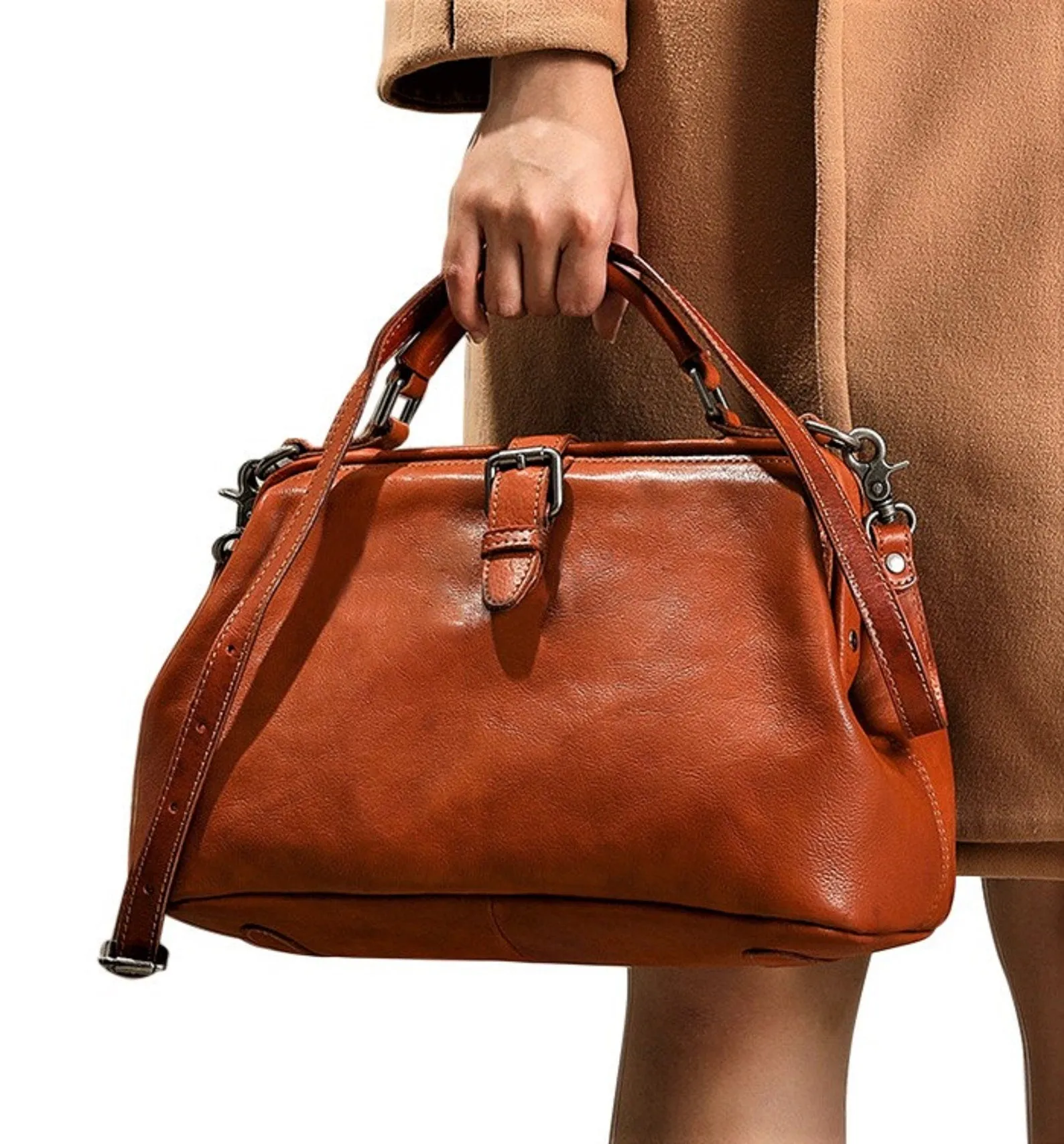 Coffee Doctor Bag Leather Handbag Crossbody Purse For Women