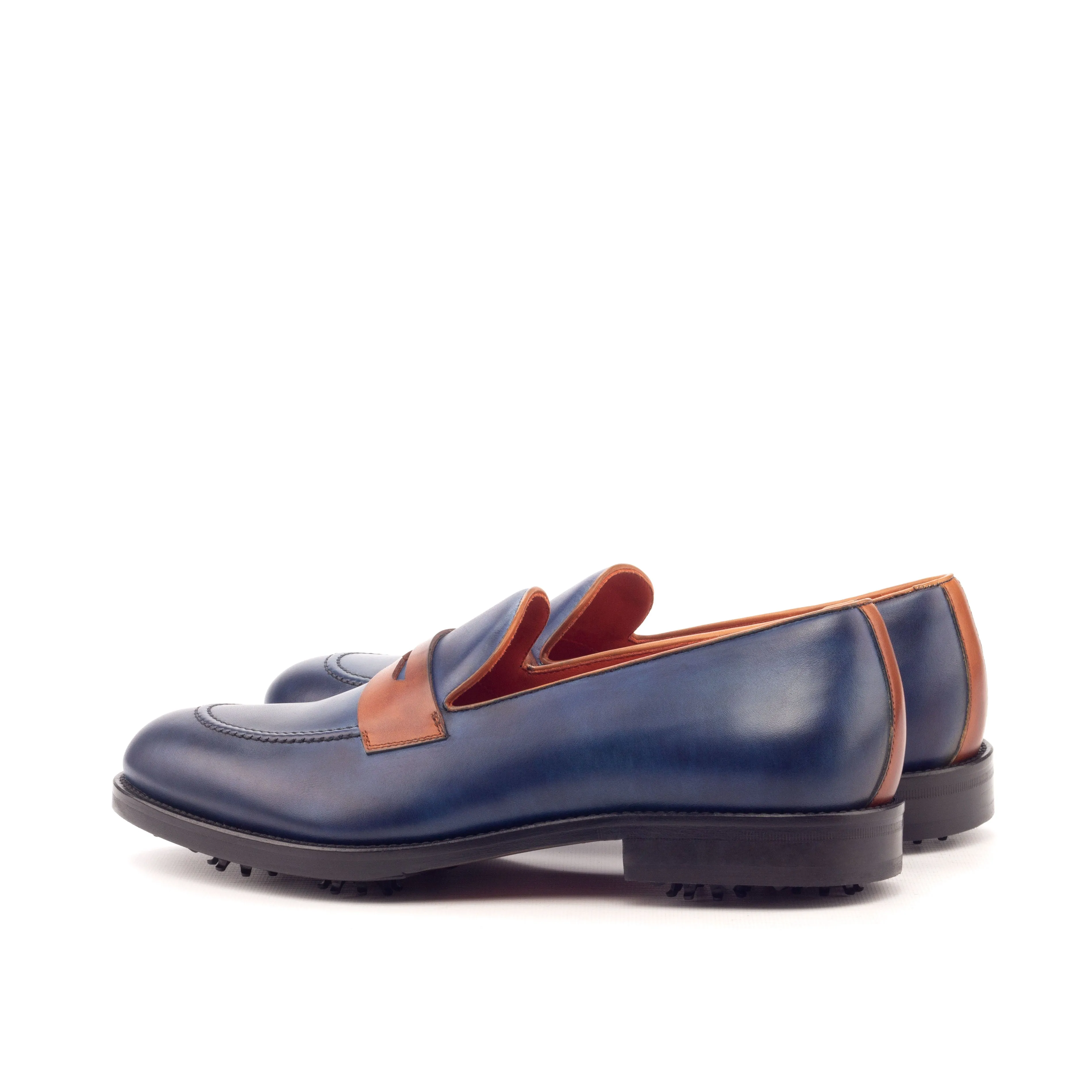 Cognac & navy Penny Loafer Golf Shoes