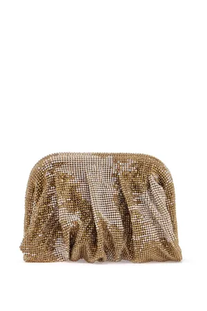 compact bag in sparkling gold rhinestone mesh with hook closure SS25011 A TRICK OF THE LIGHT GOLD-CRYSTAL