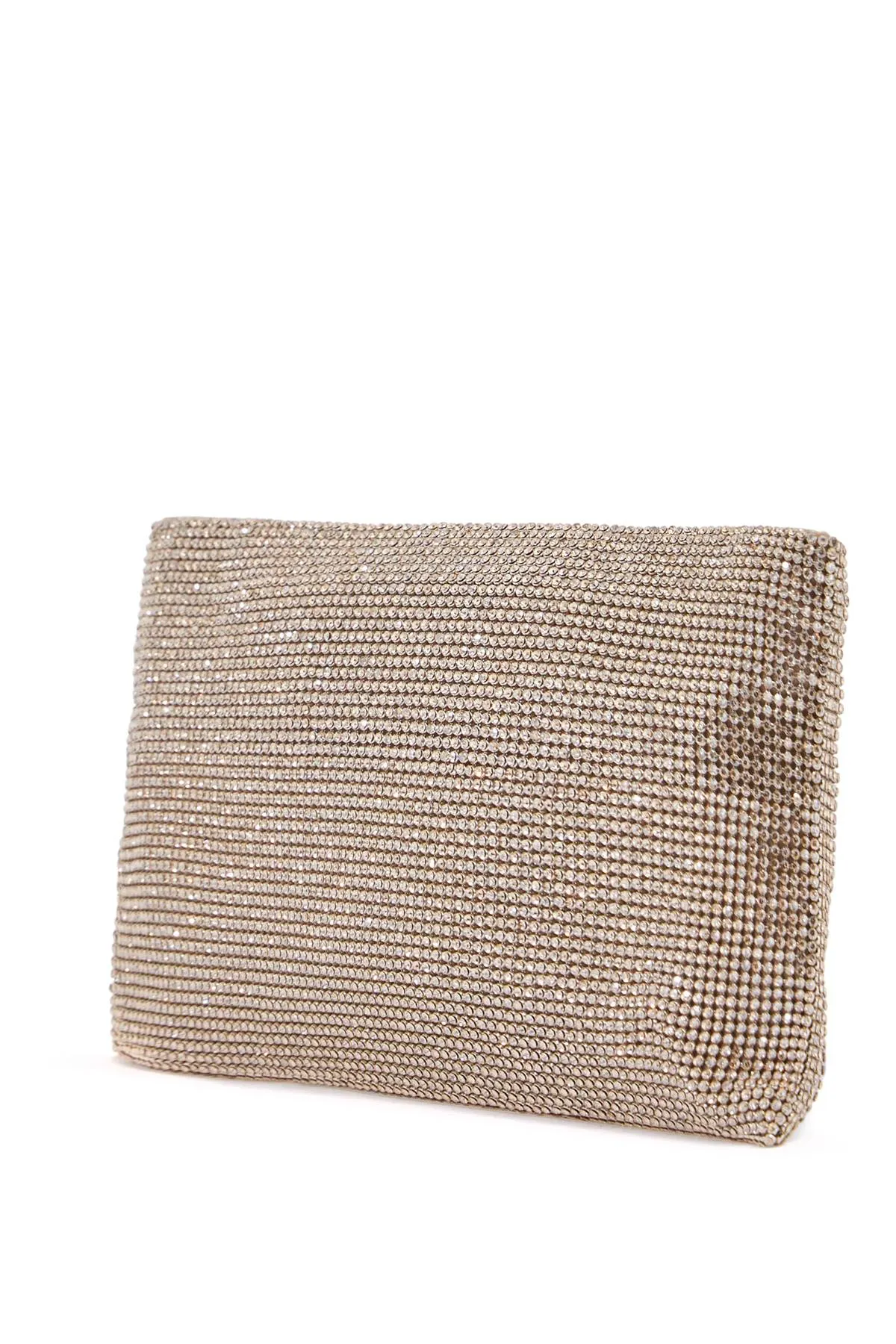 compact rectangular bag in light gold rhinestones with elegant and sophisticated chain SS25015 SHINE ON YOU CRAZY DIAMOND LIGHT GOLD