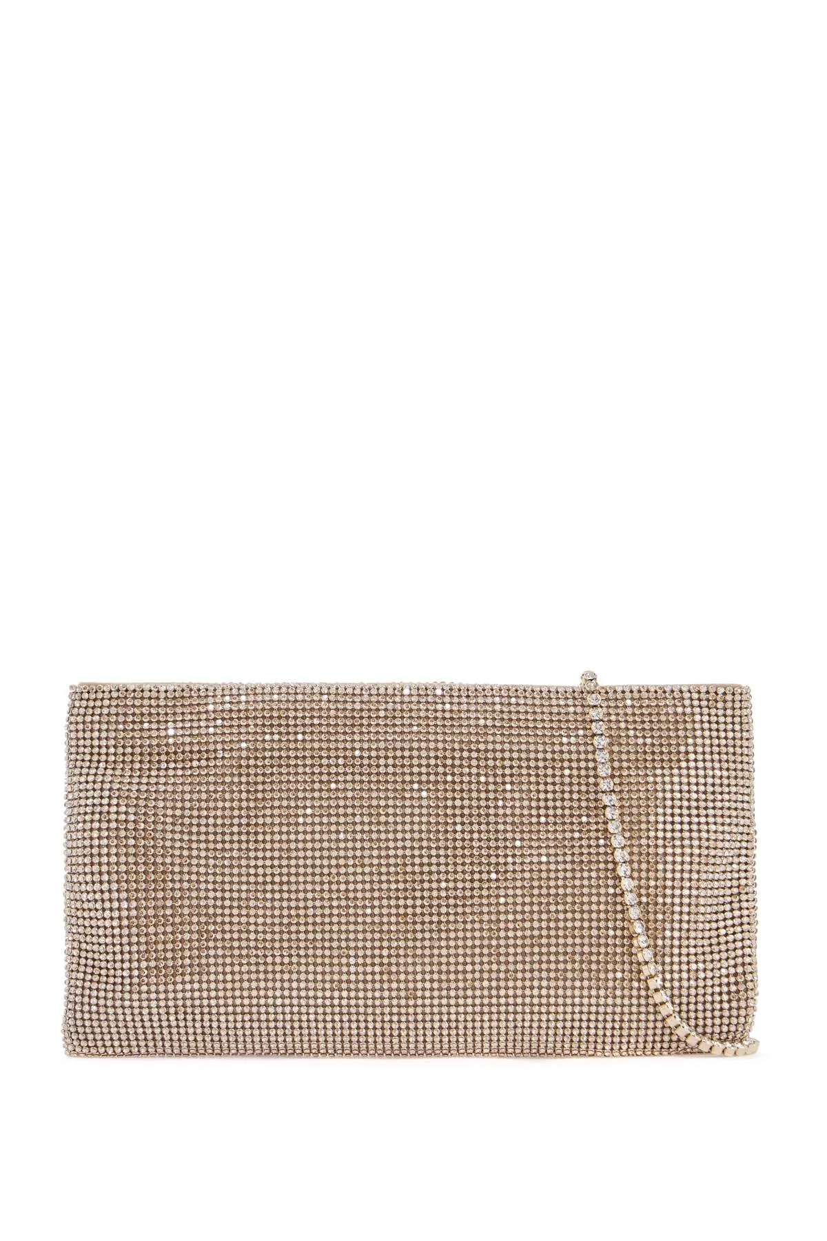 compact rectangular bag in light gold rhinestones with elegant and sophisticated chain SS25015 SHINE ON YOU CRAZY DIAMOND LIGHT GOLD