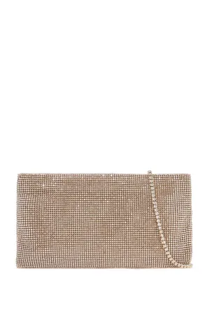 compact rectangular bag in light gold rhinestones with elegant and sophisticated chain SS25015 SHINE ON YOU CRAZY DIAMOND LIGHT GOLD