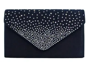 Deep Navy Diamante Overlay Clutch Bag