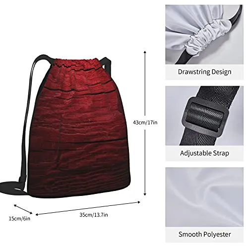 Drawstring Sports Backpack,Maroon,Wooden Planks Timber Board Ancient Tre,Travel Strap Pack Rucksack Shoulder Bags Gym Sackpack Casual Running Daypack For Men Women Teens 13.7"X17"