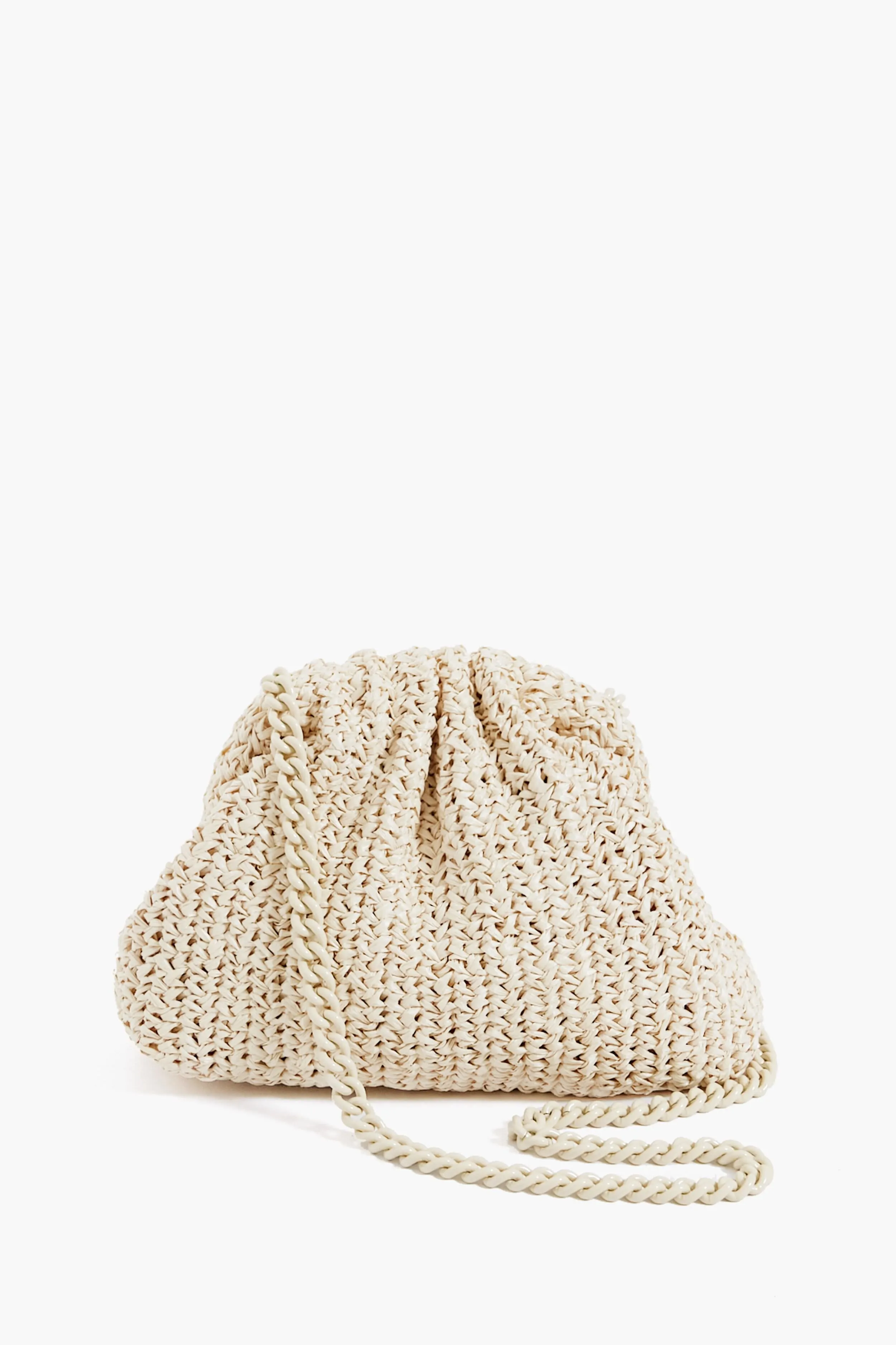 Ecru Mini Game Crochet Solid Clutch
