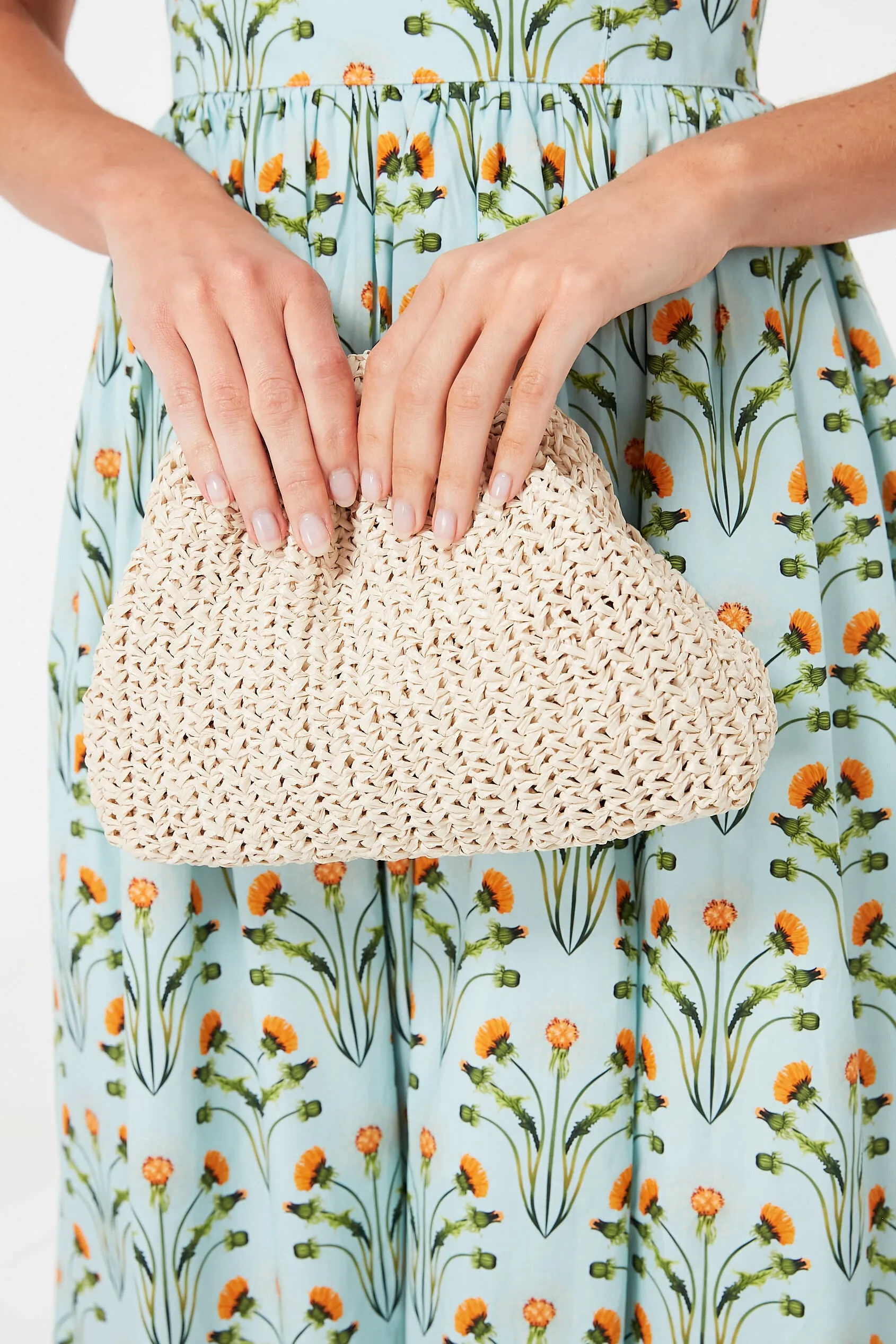 Ecru Mini Game Crochet Solid Clutch