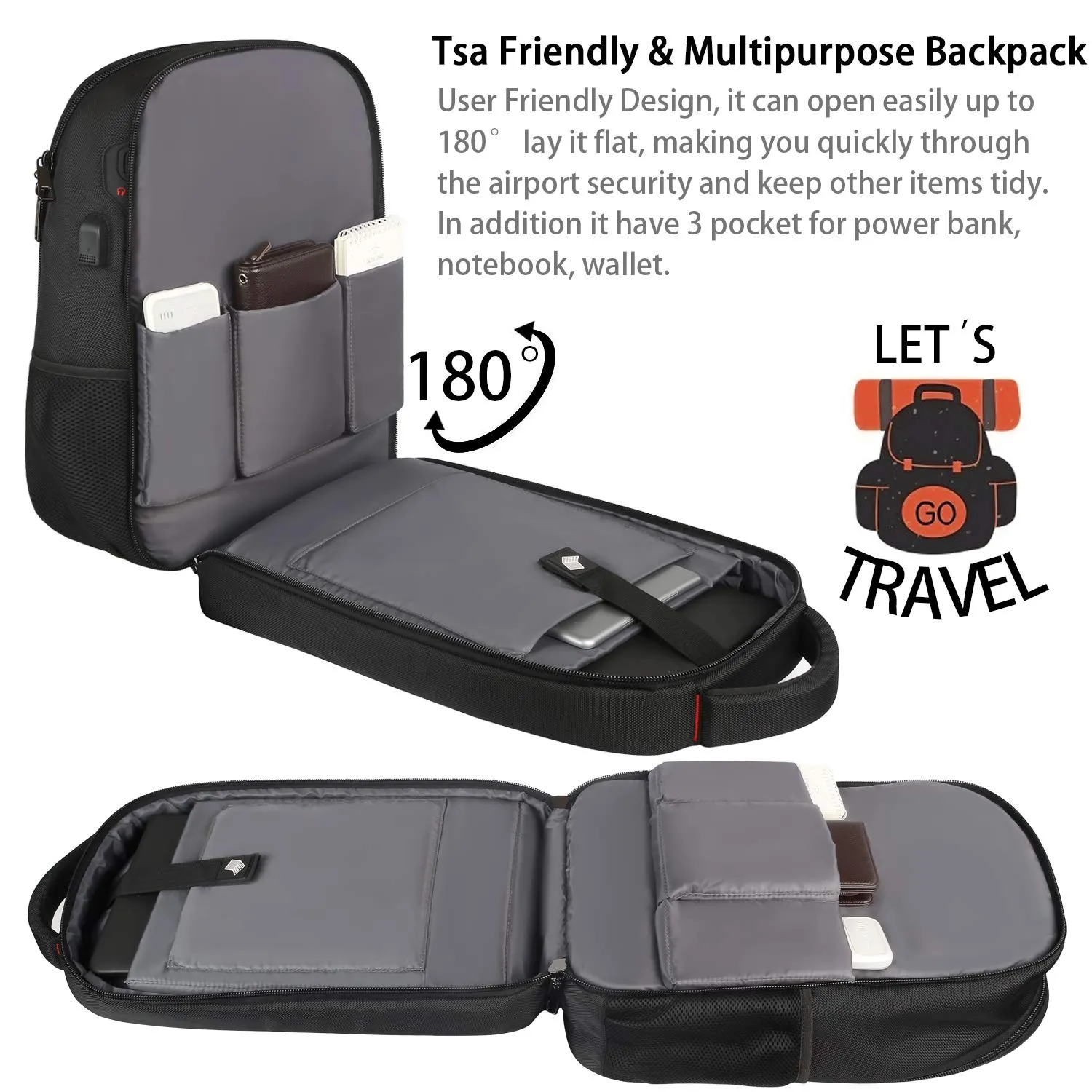 Extra Large Backpack, 17.3 inch Travel Laptop Computer Backpack for Men Women, TSA Durable USB Port Backpack with Luggage Sleeve, Heavy Duty 45L Big Business College School Bookbag Fits 17 Inch Laptops