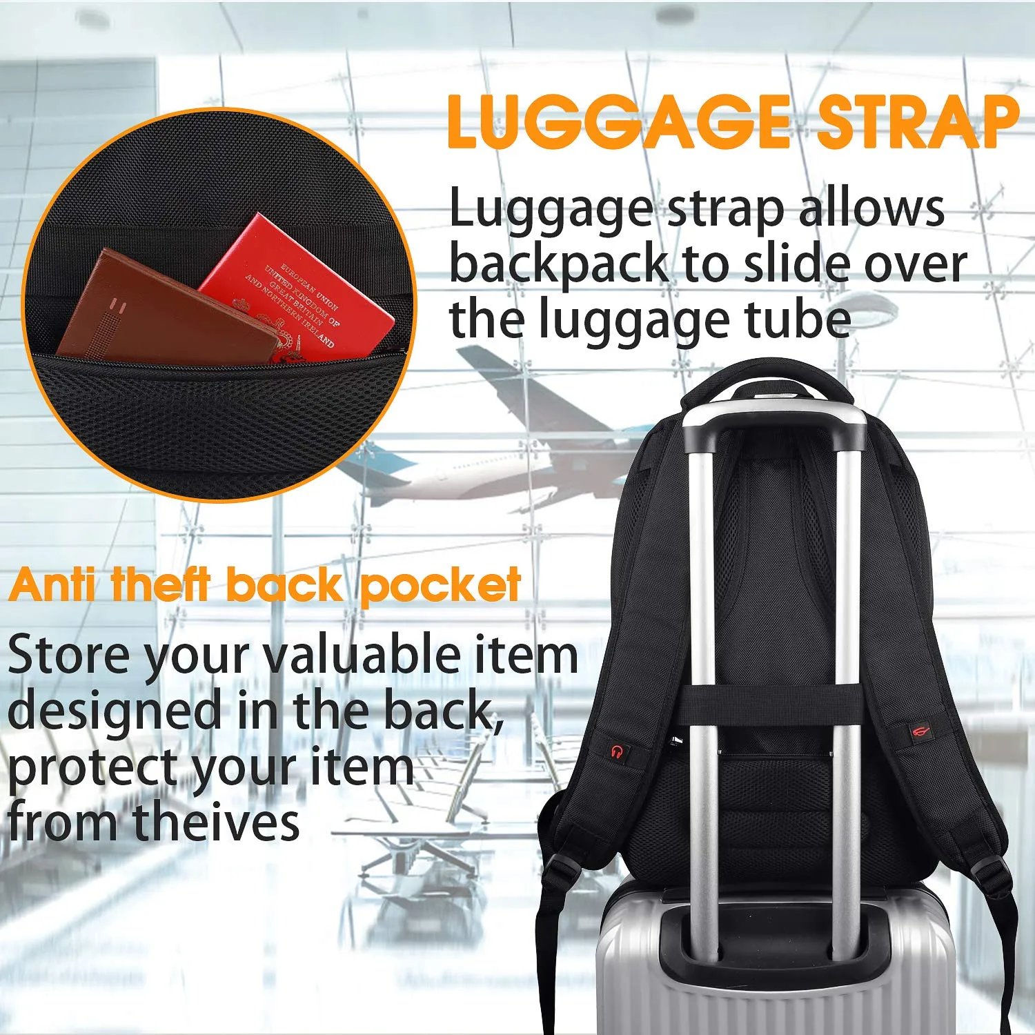 Extra Large Backpack, 17.3 inch Travel Laptop Computer Backpack for Men Women, TSA Durable USB Port Backpack with Luggage Sleeve, Heavy Duty 45L Big Business College School Bookbag Fits 17 Inch Laptops